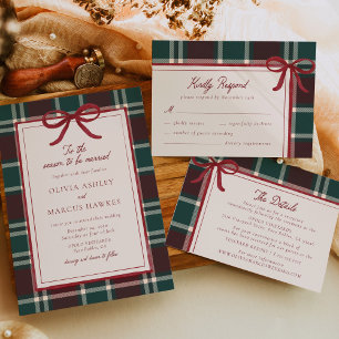 Plaid Christmas Wedding Menu   Holiday Tartan