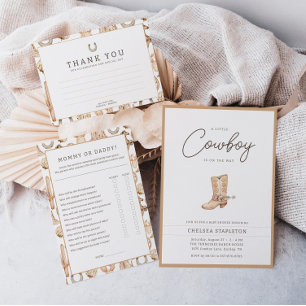 Little Cowgirl Modern Western Rodeo Baby Shower Invitation