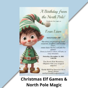 North Pole Birthday Magic   Enchanted Elf Invitation
