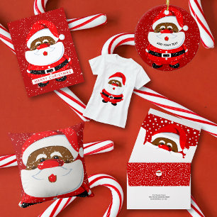 African-American Santa Claus Christmas red photo Holiday Card