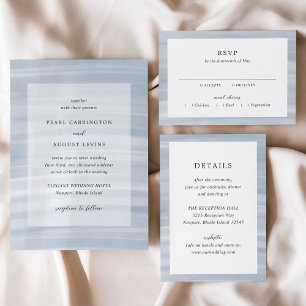 Coastal Chic Muted Blue Elegant Wedding Invitation