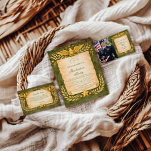 Vintage Military Graduation Party RSVP Card