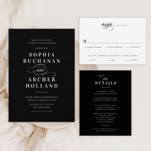 Elegant Calligraphy Black and White Wedding  Magnetic Invitation