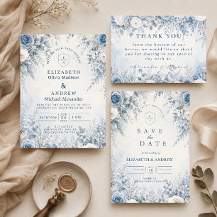 Elegant Blue Winter Wedding Save The Date