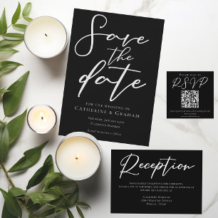 Chic Black White Modern Wedding Reception Enclosure Card
