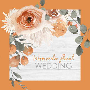 Watercolor Floral Orange Peach Wedding Envelopes