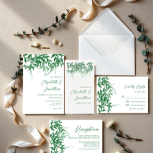 Rustic Botanical Leaves Wedding Invitation