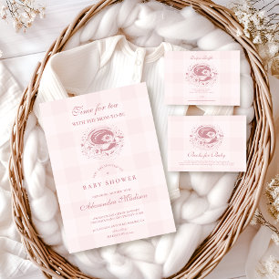 Pink Tea With The Mum To Be Books for Baby  Enclosure Card