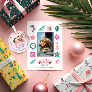 Tropical Christmas Fala Lets Roll Teal Convertible Wrapping Paper