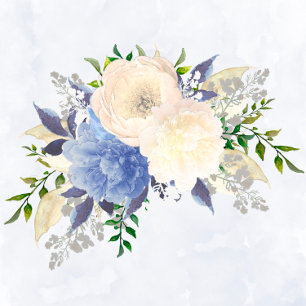 Pale Yellow Dusty Blue Peony Floral Wedding Shower Invitation