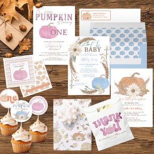 Pink Our Little Pumpkin Retro Birthday Party  Invitation