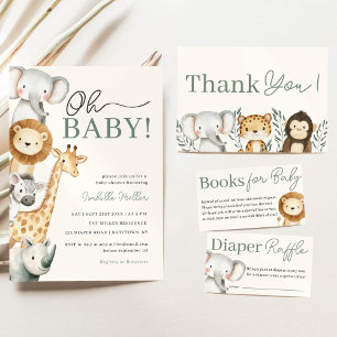 Safari Elephant Baby Shower Diaper Raffle Enclosure Card