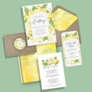 Citrus Lemon Tree Tri-Fold Wedding Invitation