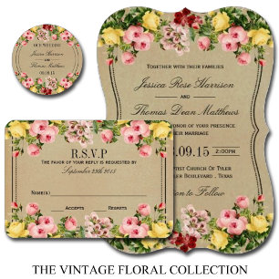 The Elegant Vintage Floral Wedding Collection Invitation