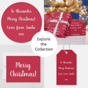 Merry Christmas Love From Santa Personalised Red Holiday Card