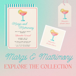 Margs and Matrimony Cocktails Retro Bridal Shower Invitation