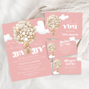 Teddy Bear Pink Girl Baby Shower Diaper Raffle Enclosure Card