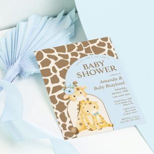 Boy Giraffe Baby Shower Invitation