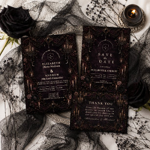 Romantic Whimsy Goth Wedding Invitation