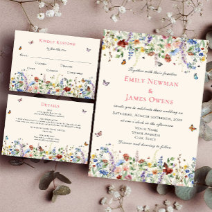 Rustic Wildflower Floral Wedding RSVP Card