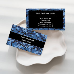 Navy Blue Camouflage, Military Pattern, Army Business Card