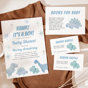 Dinosaur Girl Baby Shower Book Request Enclosure Card