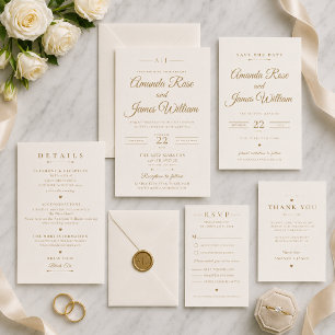 Gold Minimal Look Wedding Invitation Template