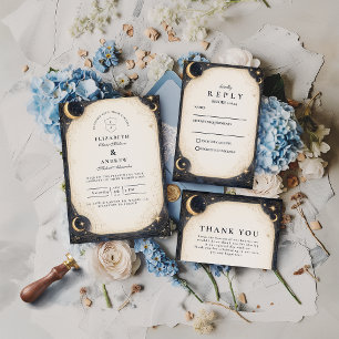 Midnight Celestial Garden Wedding Invitation
