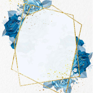 Cyan Blue Gold Geometric Couples Shower Invitation
