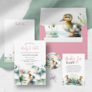 Baby Duck Watercolor Thank You Classic Round Sticker
