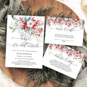 Baby it's Cold Outside Frosty Floral Baby Shower Invitation