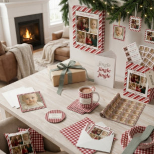 Poinsettia Sage Green Ivory Christmas Photo Holiday Card