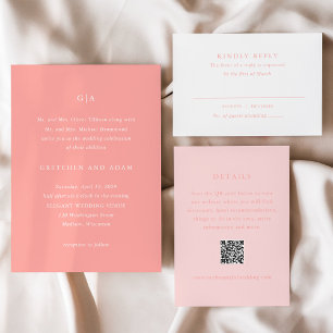 Elegant Coral Pink Modern Wedding Invitation