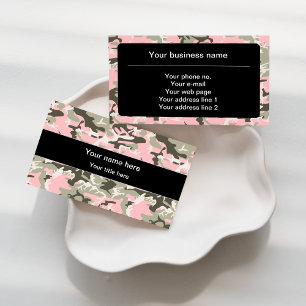 Pink and Green Camouflage, Military, Army Business Card