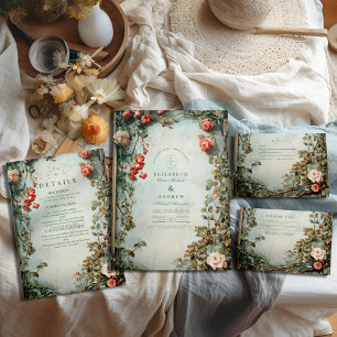 Vintage Floral Art Nouveau Wedding Invitation