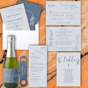 Dusty Blue Boho Minimalist Save the Date Card