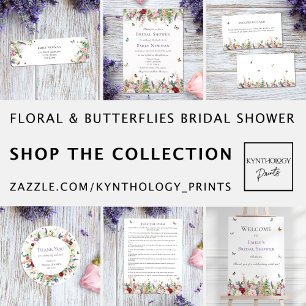Elegant Floral Butterfly Bridal Shower  Invitation