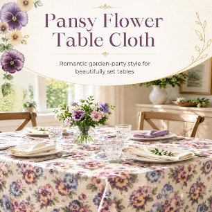Watercolor Pansy Floral Napkins   Soft White
