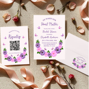 He Makes Her Heart Flutter Butterfly Bridal Shower Invitation
