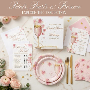 Petals, Pearls & Prosecco Bridal Shower Invitation Napkin