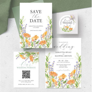 Wedding Invitation with QR Code Unique Floral