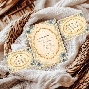 Vintage Navy Coastal Bridal Shower Invitation