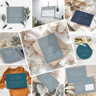 Baby shower script modern baby blue stylish photo invitation