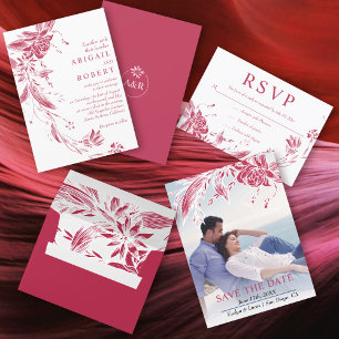 Viva magenta and white flowers photo Save the Date Postcard