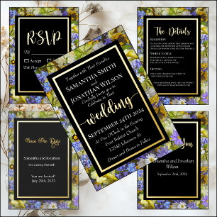 Colourful Wild Flowers Wedding RSVP
