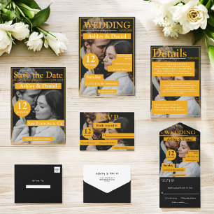 Elegant Chic Magazine Style Romantic Photo Wedding Save The Date