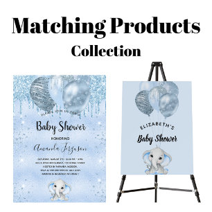 Baby Shower blue glitter drips boy Invitation Postcard