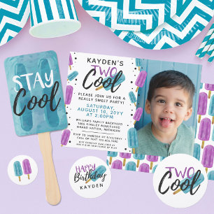 TWO COOL Kid's 2nd Birthday Summer Ice Pop Party Classic Round Sticker