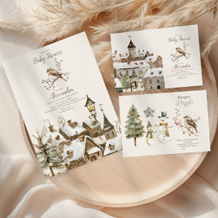 Boho Winter Christmas Baby Shower Paper Plate