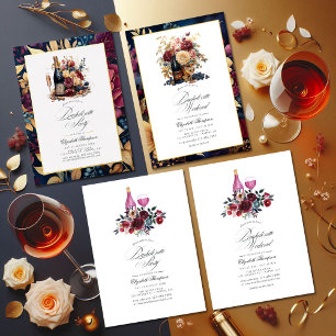 Burgundy, Gold and Navy Wine Bachelorette Weekend Invitation